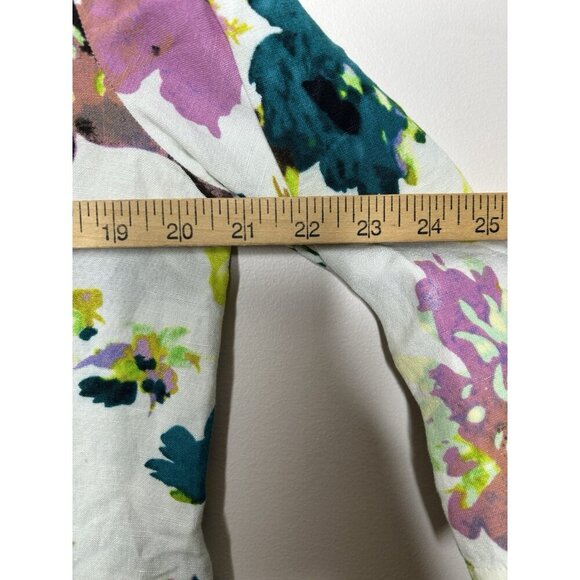 Premise Pink and White 3/4 Sleeve Embellished Blouse Linen Blend Size Large - Picture 7 of 9